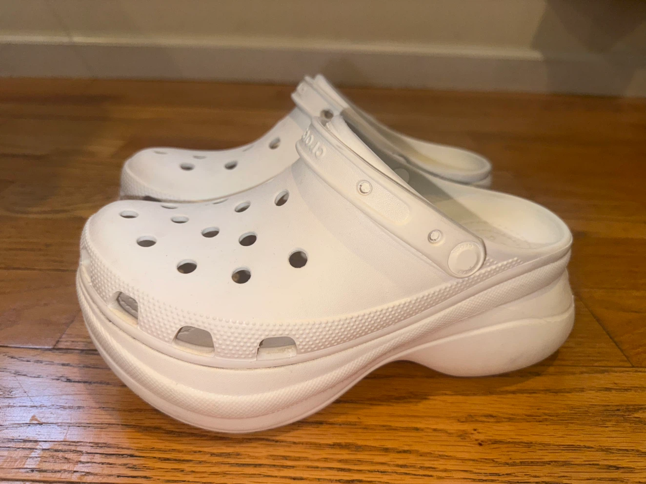 White Crocs Platform Clogs