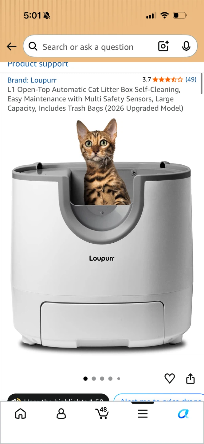 Loupurr L1 Automatic Cat Litter Box and Ramp