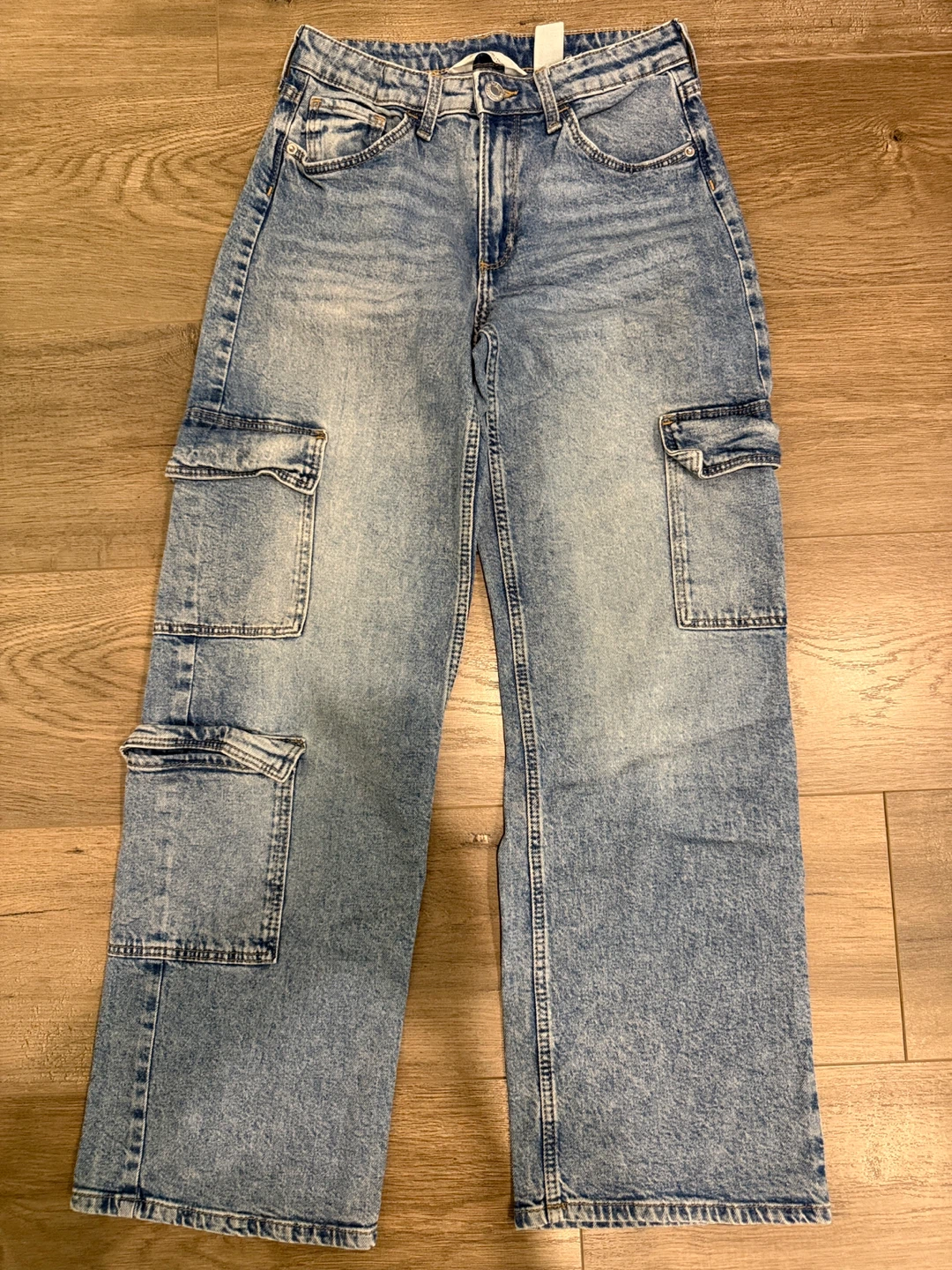 H&M Wide Leg Low Waist Girls Cargo Jeans