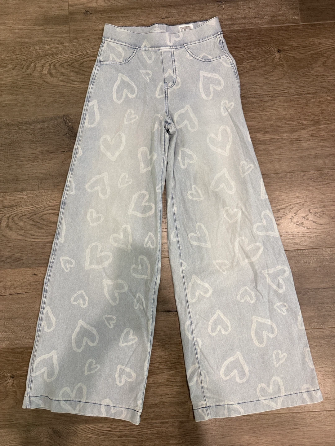 H&M heart print wide-leg jeans girls