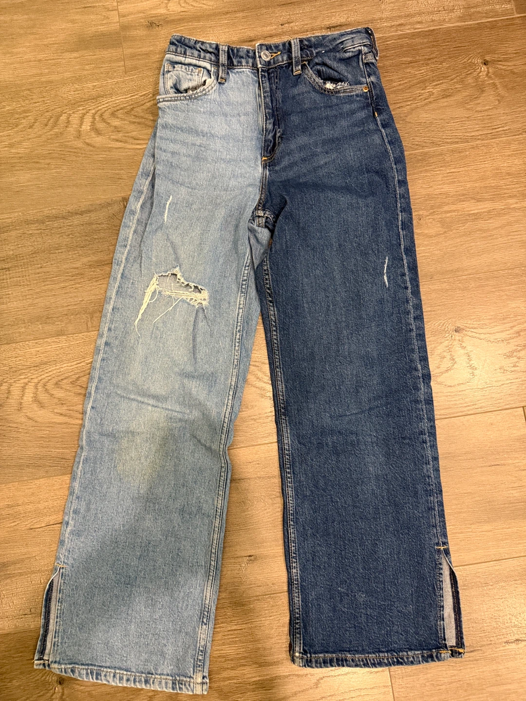 H&M two-tone wide leg jeans size girls 10-11A