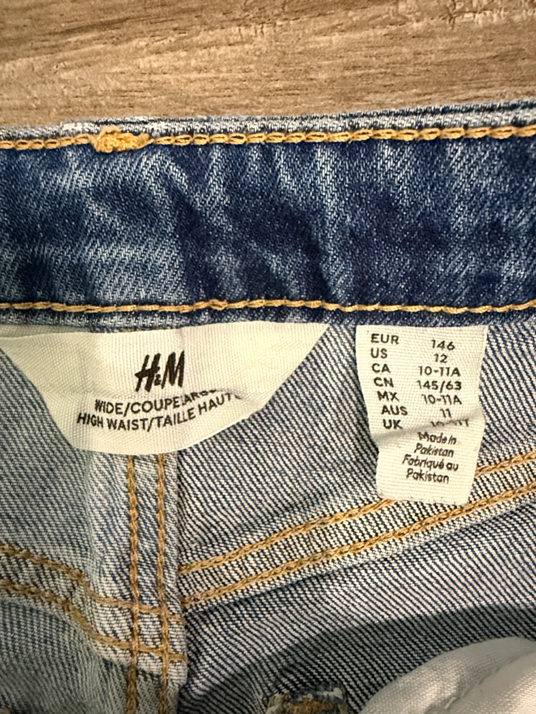 H&M two-tone wide leg jeans size girls 10-11A - photo 2