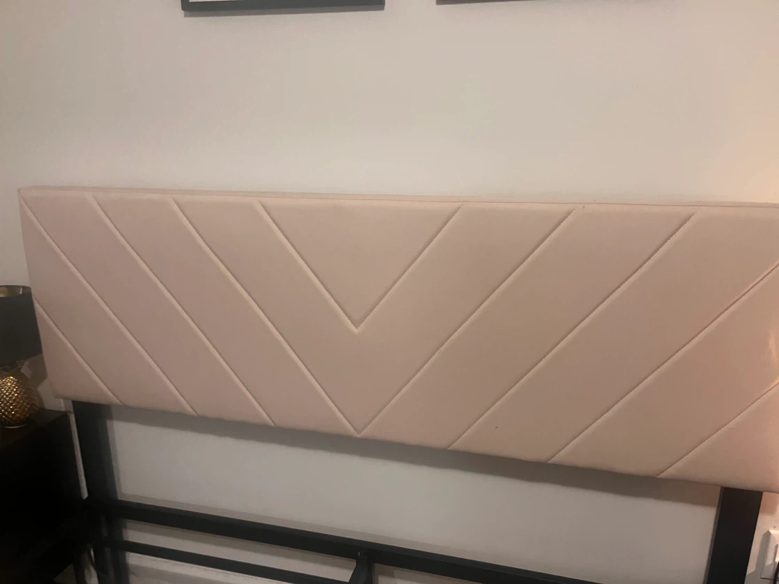 Beige Upholstered Queen Headboard
