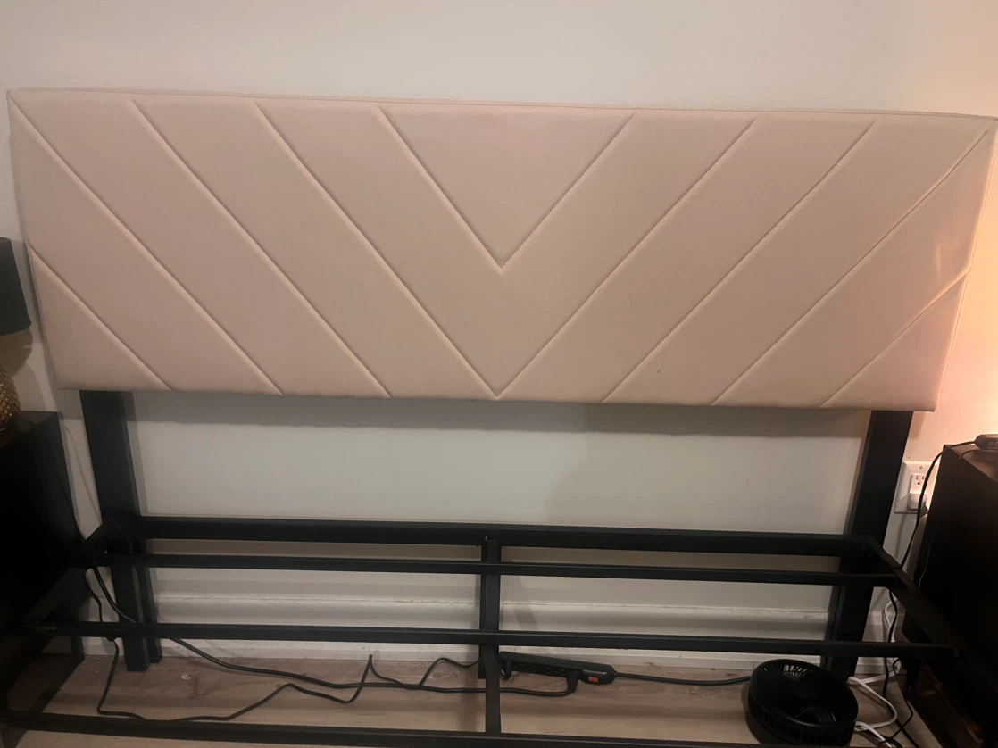 Beige Upholstered Queen Headboard - photo 2
