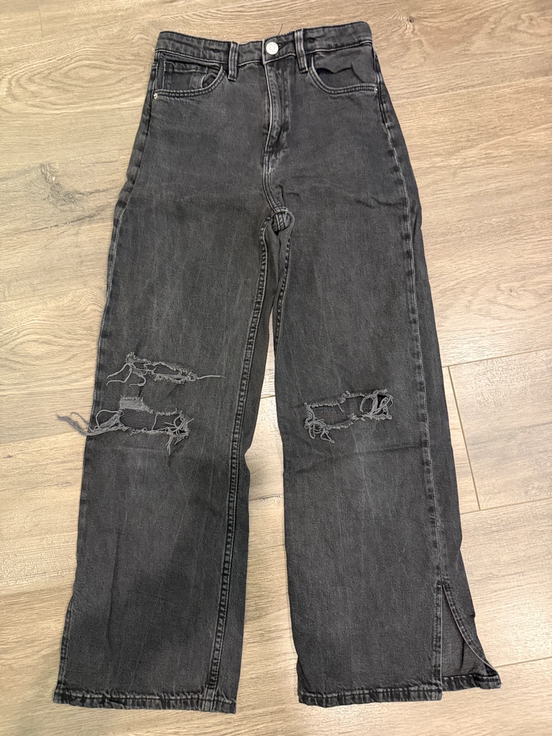 H&M Wide Leg High Waist Distressed girls Jeans Size 14