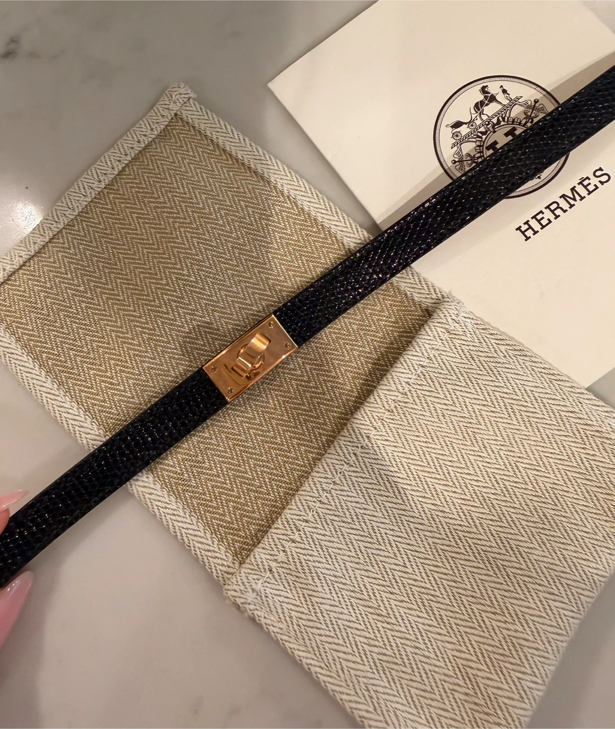 Authentic Hermès Kelly Double Tour Bracelet – Black Lizard - photo 2