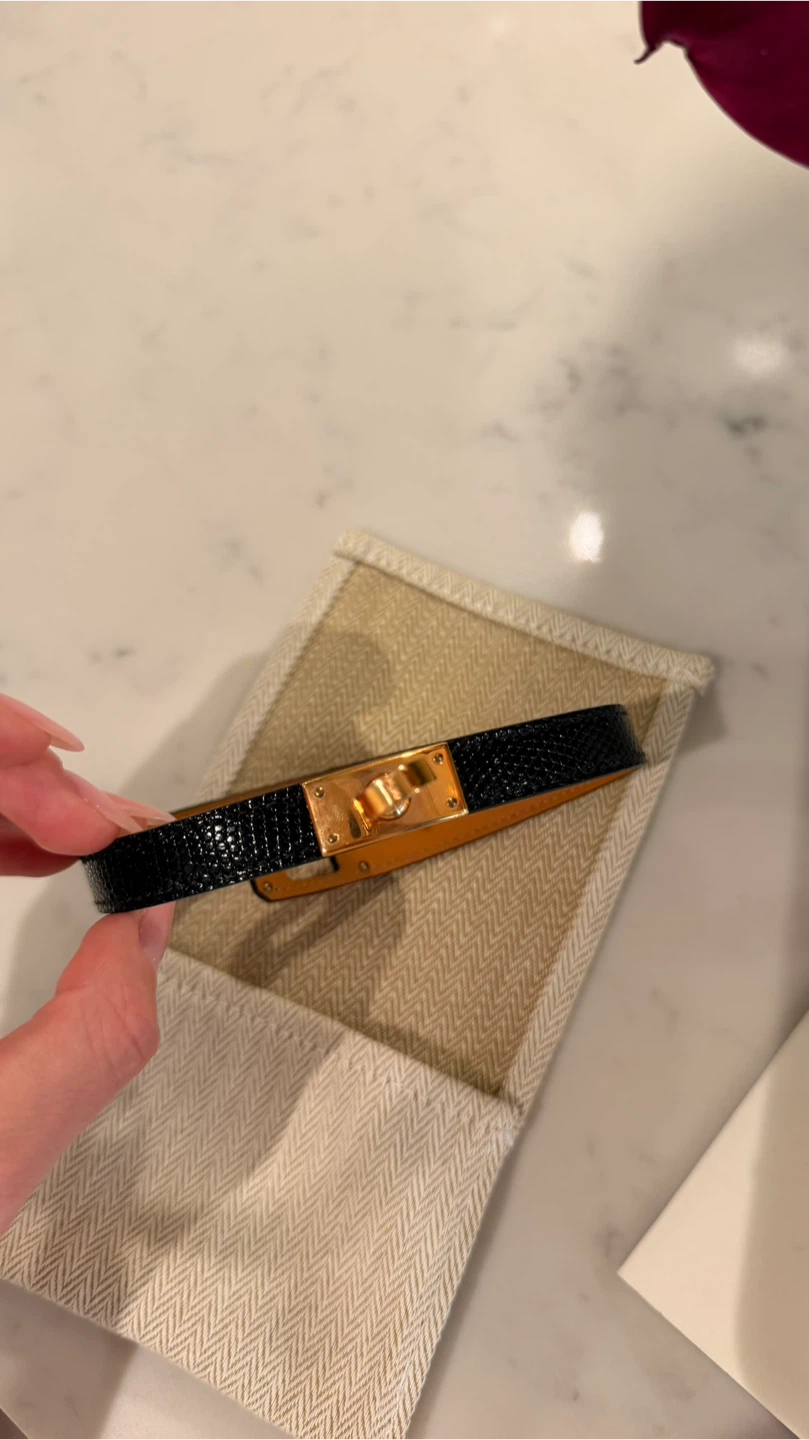 Authentic Hermès Kelly Double Tour Bracelet – Black Lizard - photo 5