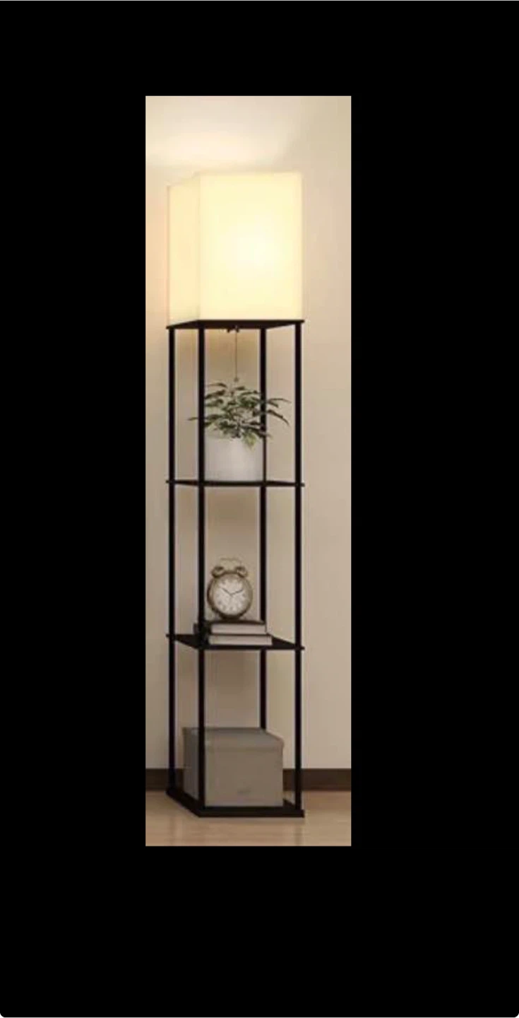 Black floor lamp with shelving - photo 2