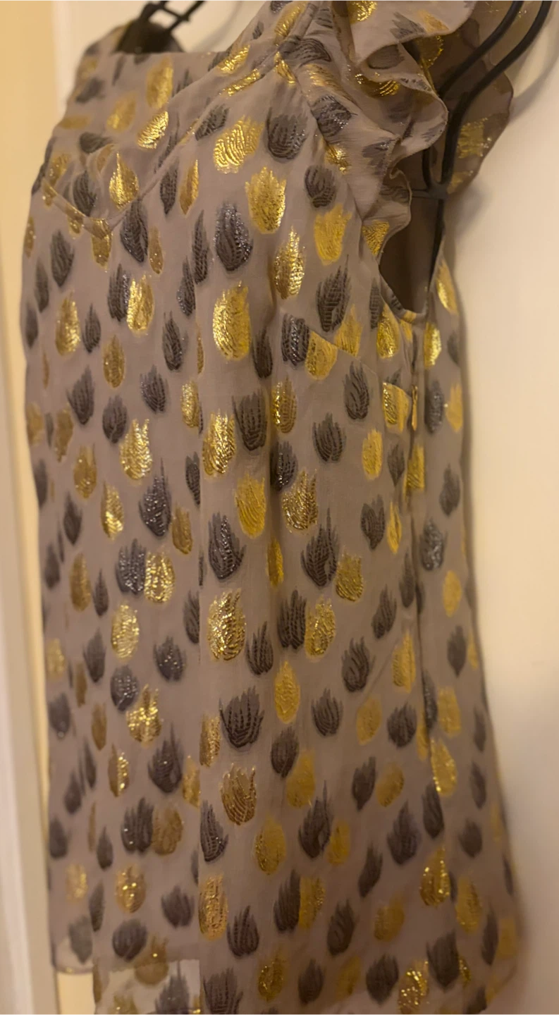 Leifsdottir Metallic Leaf Print Sleeveless Top - photo 4