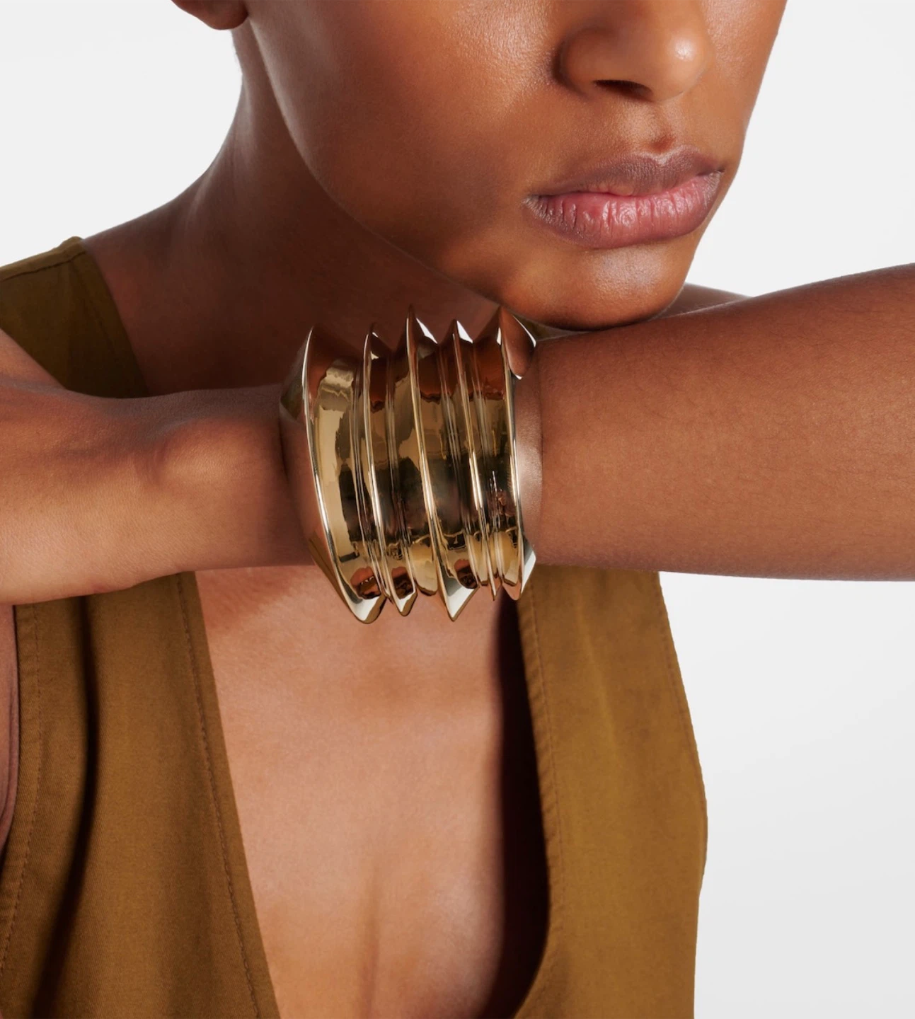 Saint Laurent Gold Tone Cuff Bracelet
