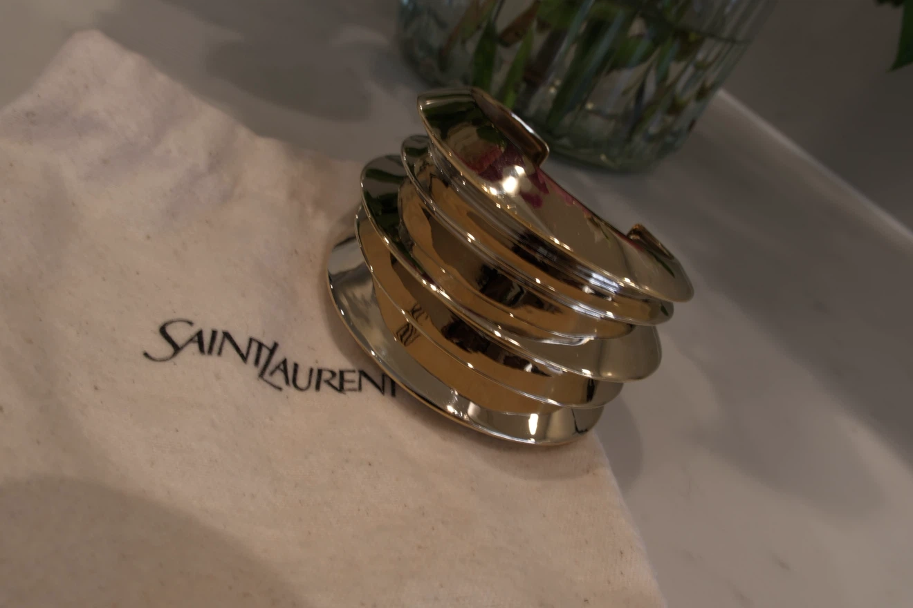 Saint Laurent Gold Tone Cuff Bracelet - photo 3