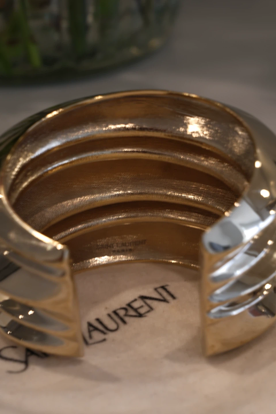 Saint Laurent Gold Tone Cuff Bracelet - photo 4
