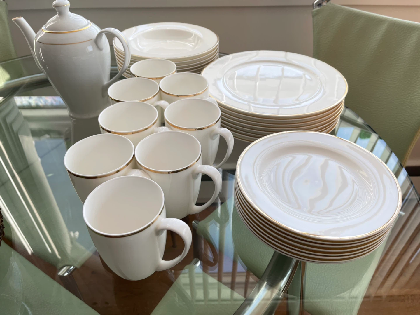 White and Gold Trim Dish Set 8