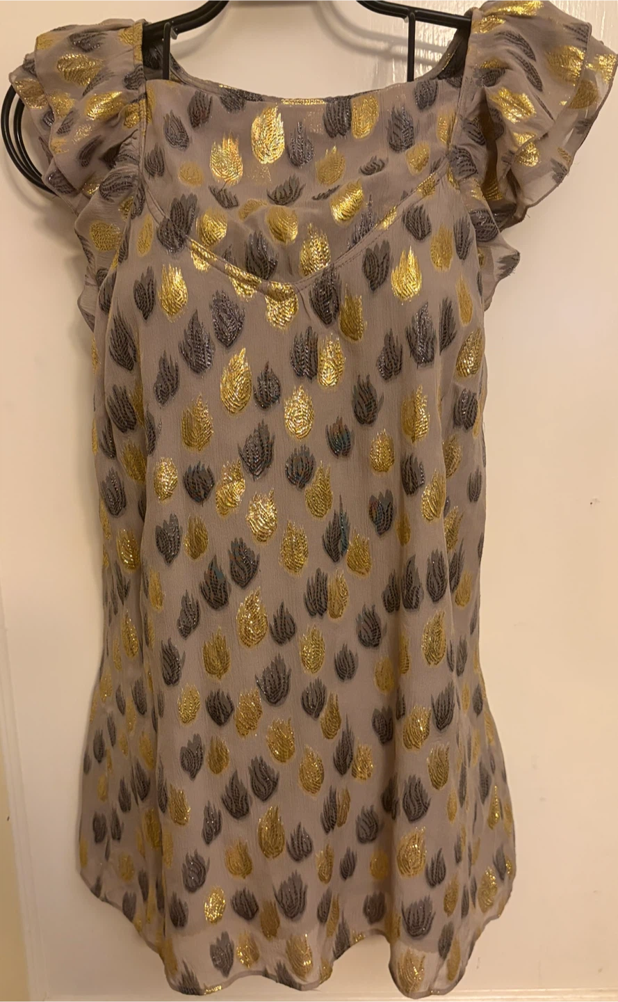 Leifsdottir Metallic Leaf Print Sleeveless Top
