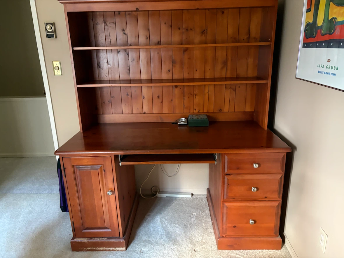 Solid maple desk and hutch