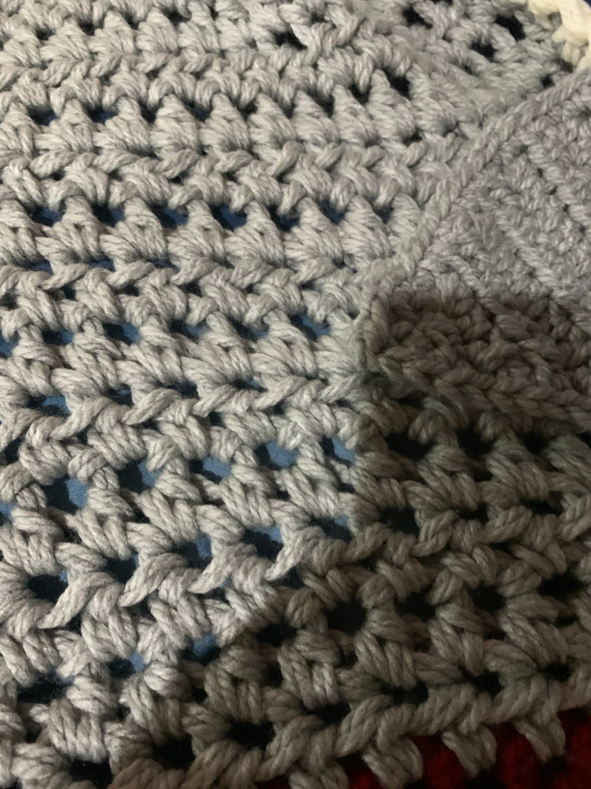 Handmade Grey Crocheted Blanket