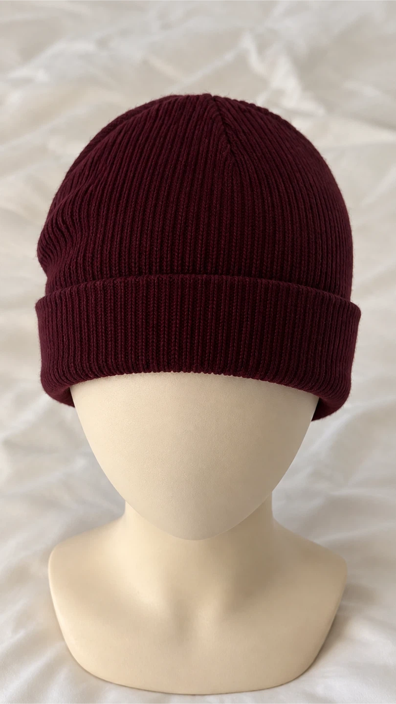 Burgundy Ribbed Knit Beanie - photo 2