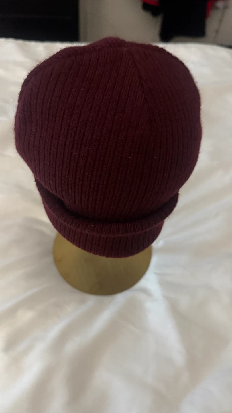 Burgundy Ribbed Knit Beanie - photo 4