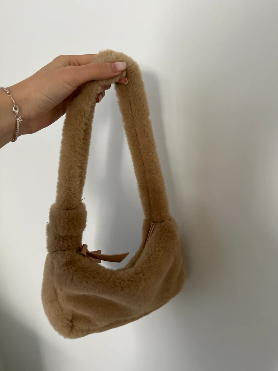 Tan Faux Fur Shoulder Bag