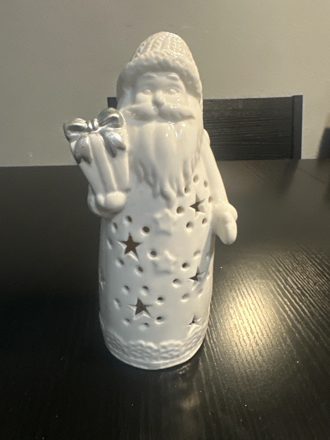 White Ceramic Light-Up Santa Figurine