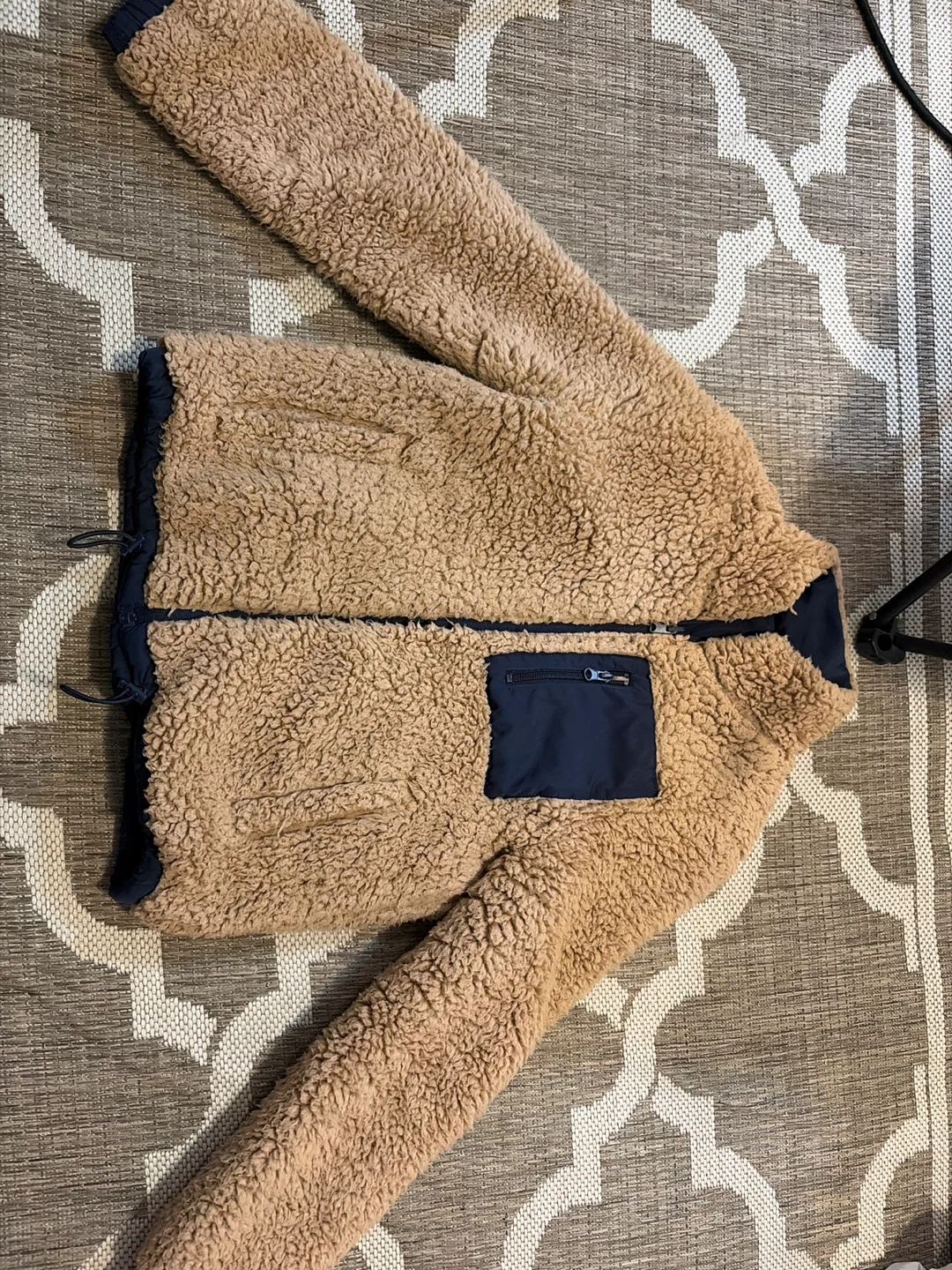 Uniqlo Beige Fleece Full-Zip Jacket reversible