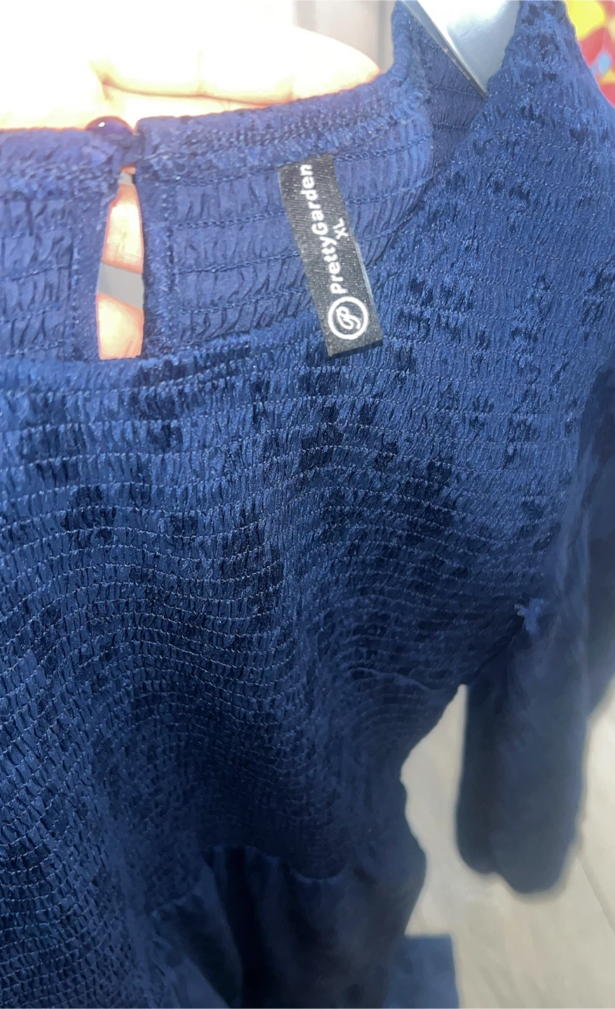 Pretty Garden Dark Blue Long Sleeve Dress – Size xL - photo 2