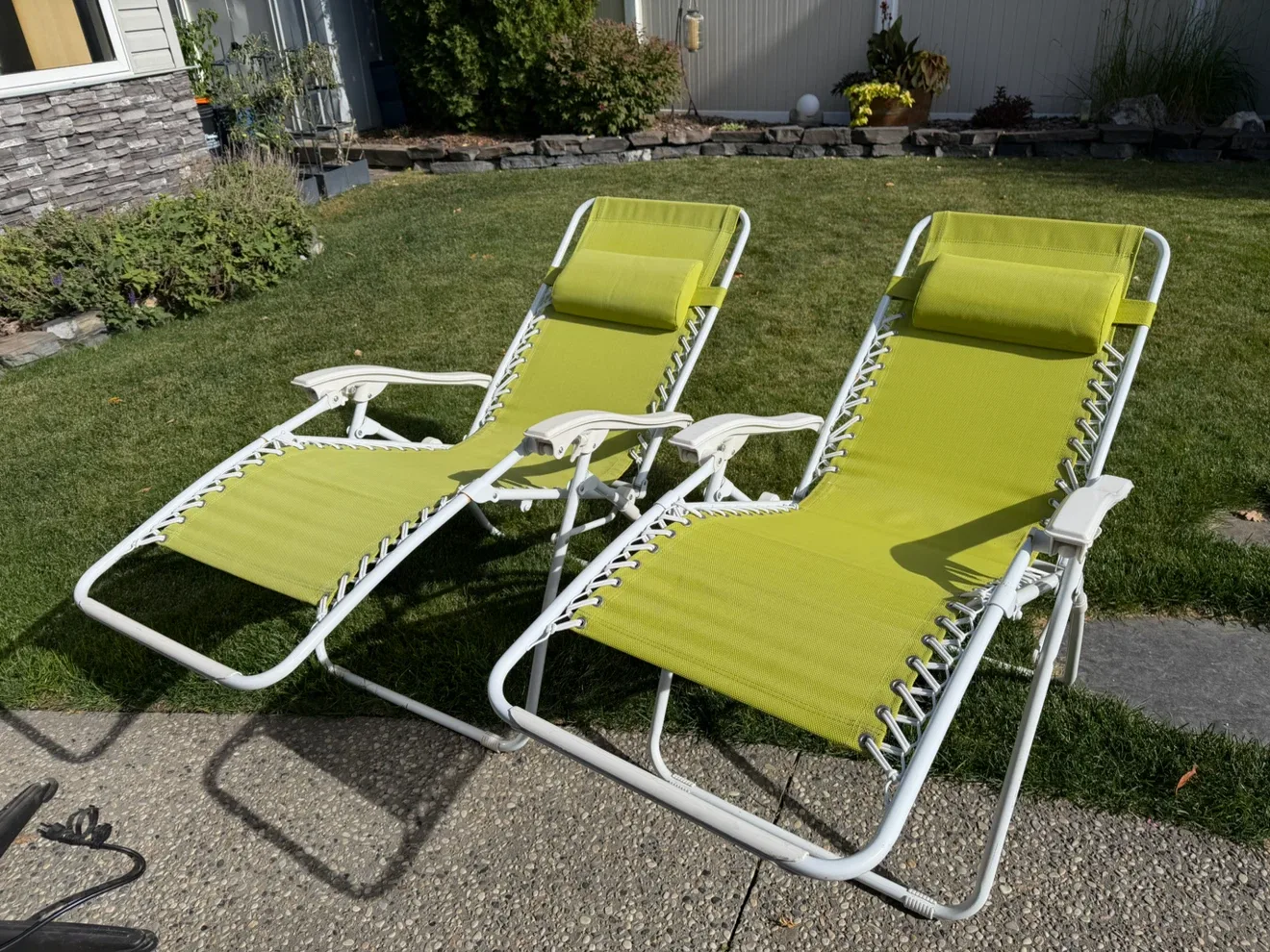 Pair of Lime Green Zero Gravity Chairs