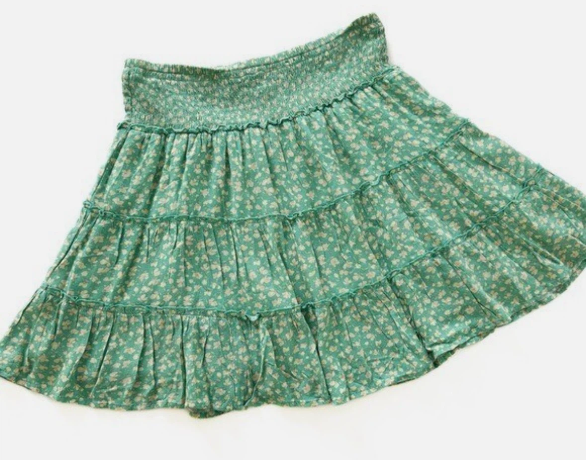 Green Floral Smocked Skirt - photo 2