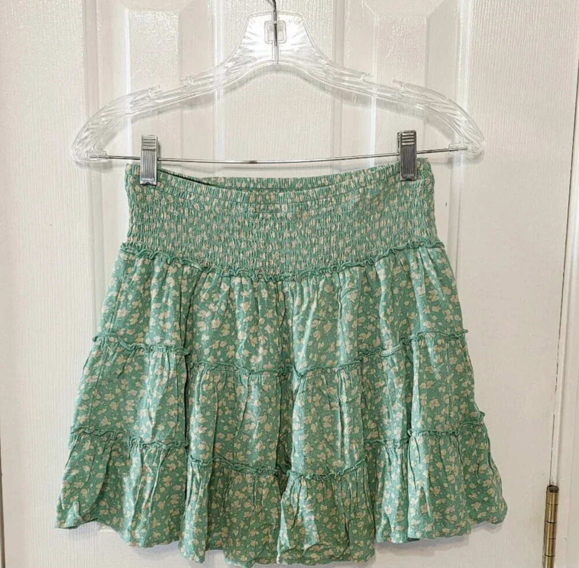 Green Floral Smocked Skirt - photo 4
