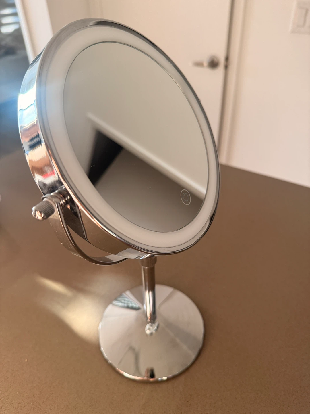 LED Lighted Chrome Makeup Mirror