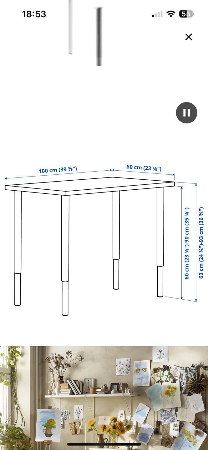 Adjustable IKEA Linnmon Olov white desk - photo 2