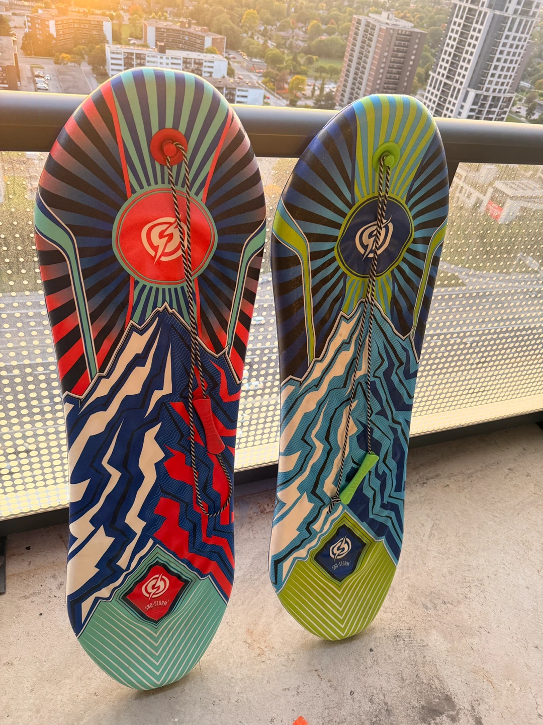 Two Sno-Storm Snow Sleds