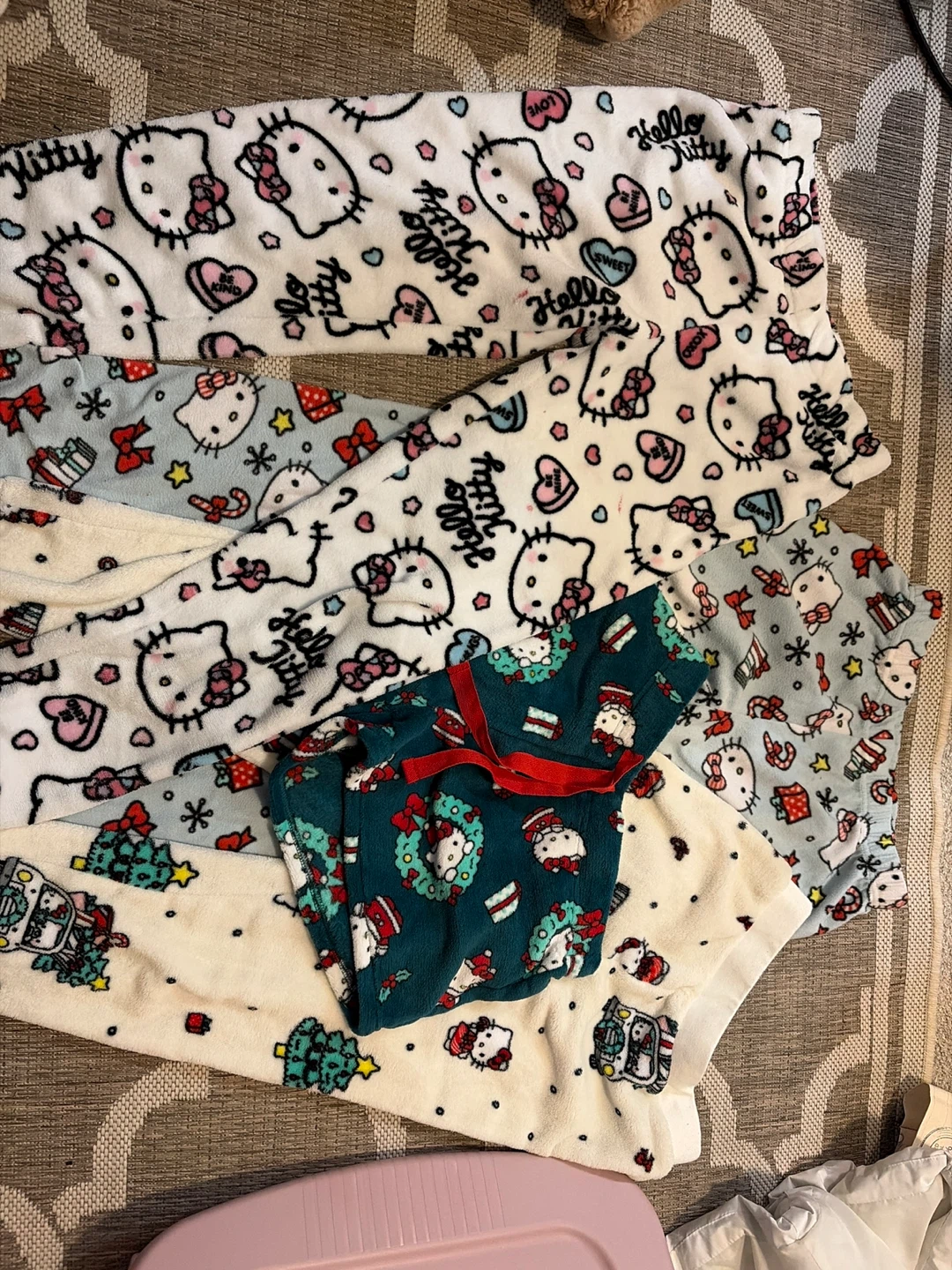Hello Kitty Fleece Pajama Pants and shorts- Set of 4