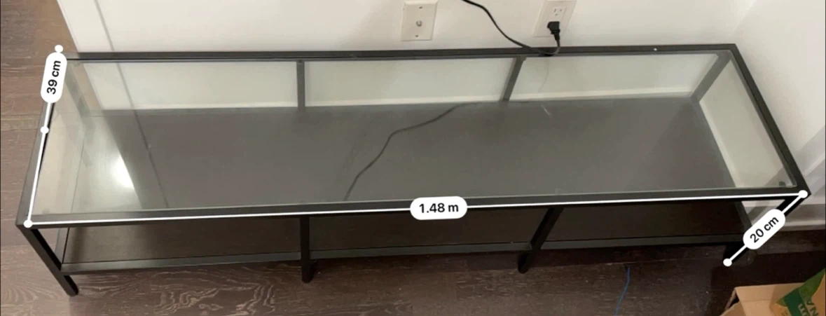 IKEA Black Metal and Glass TV Stand Media Console