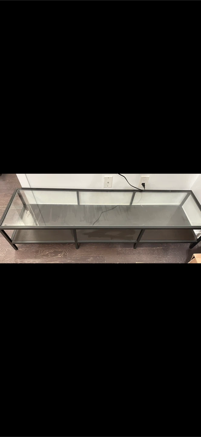 IKEA Black Metal and Glass TV Stand Media Console - photo 2