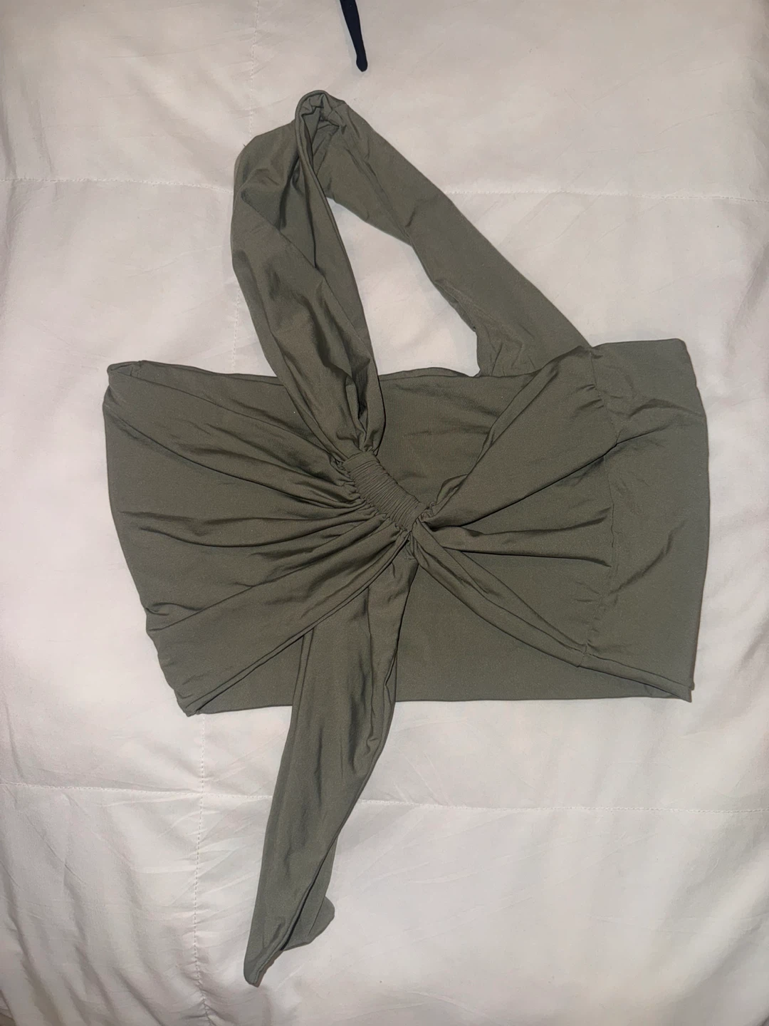 Olive Green Twist Front Halter Top
