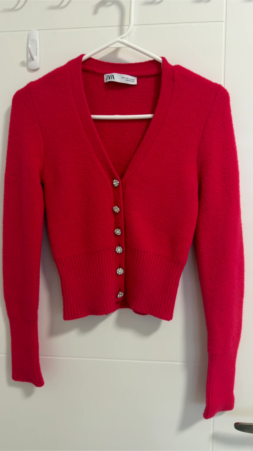 Zara Pinkish Red Button-Up Cardigan