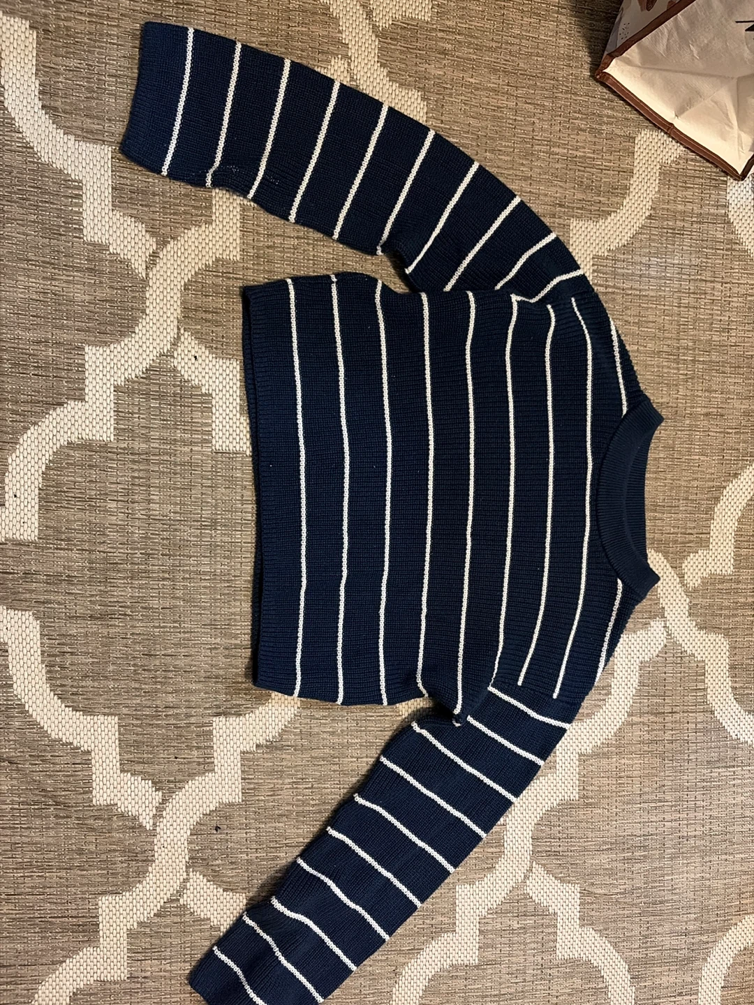 H&M Navy and White Striped Long Sleeve Sweater