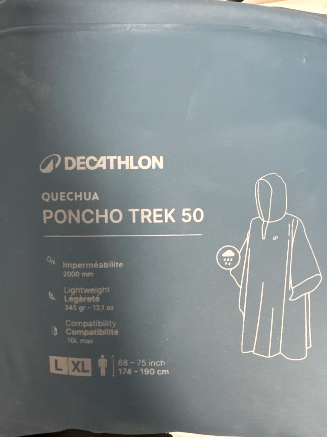 Quechua - hiking rain poncho MT50