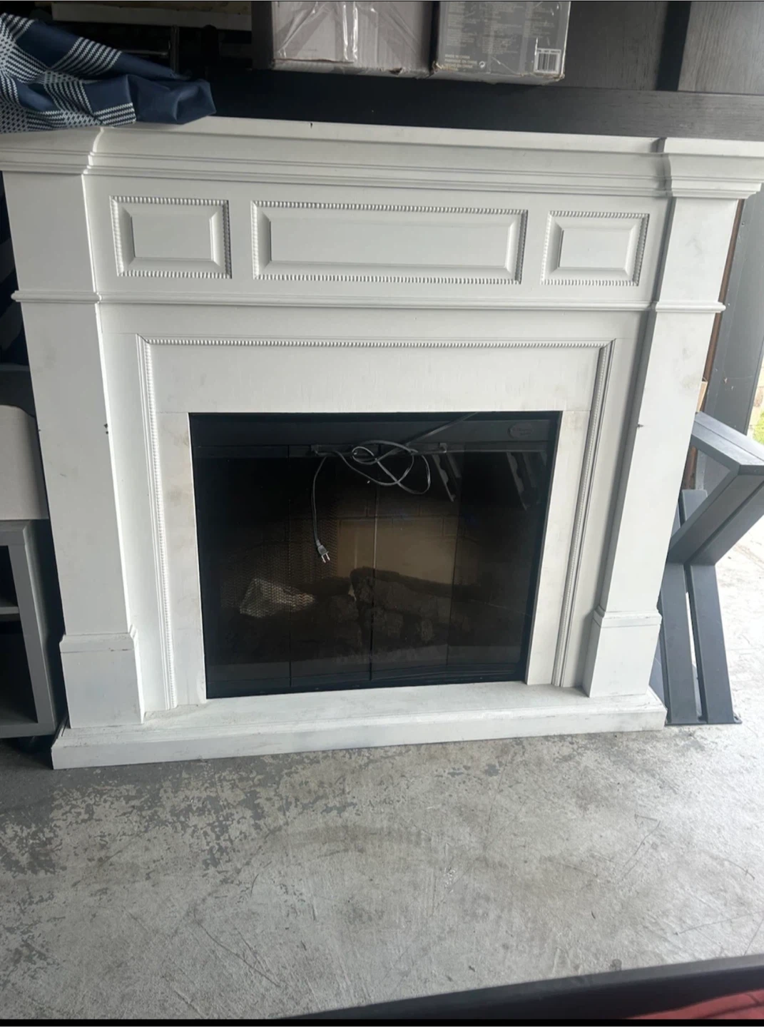 White Electric Fireplace Mantel