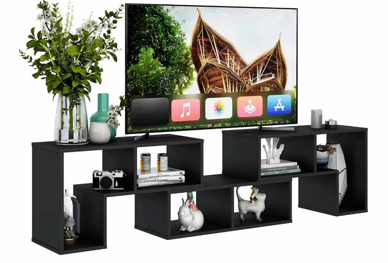 Modern 3-Piece TV Stand – Black