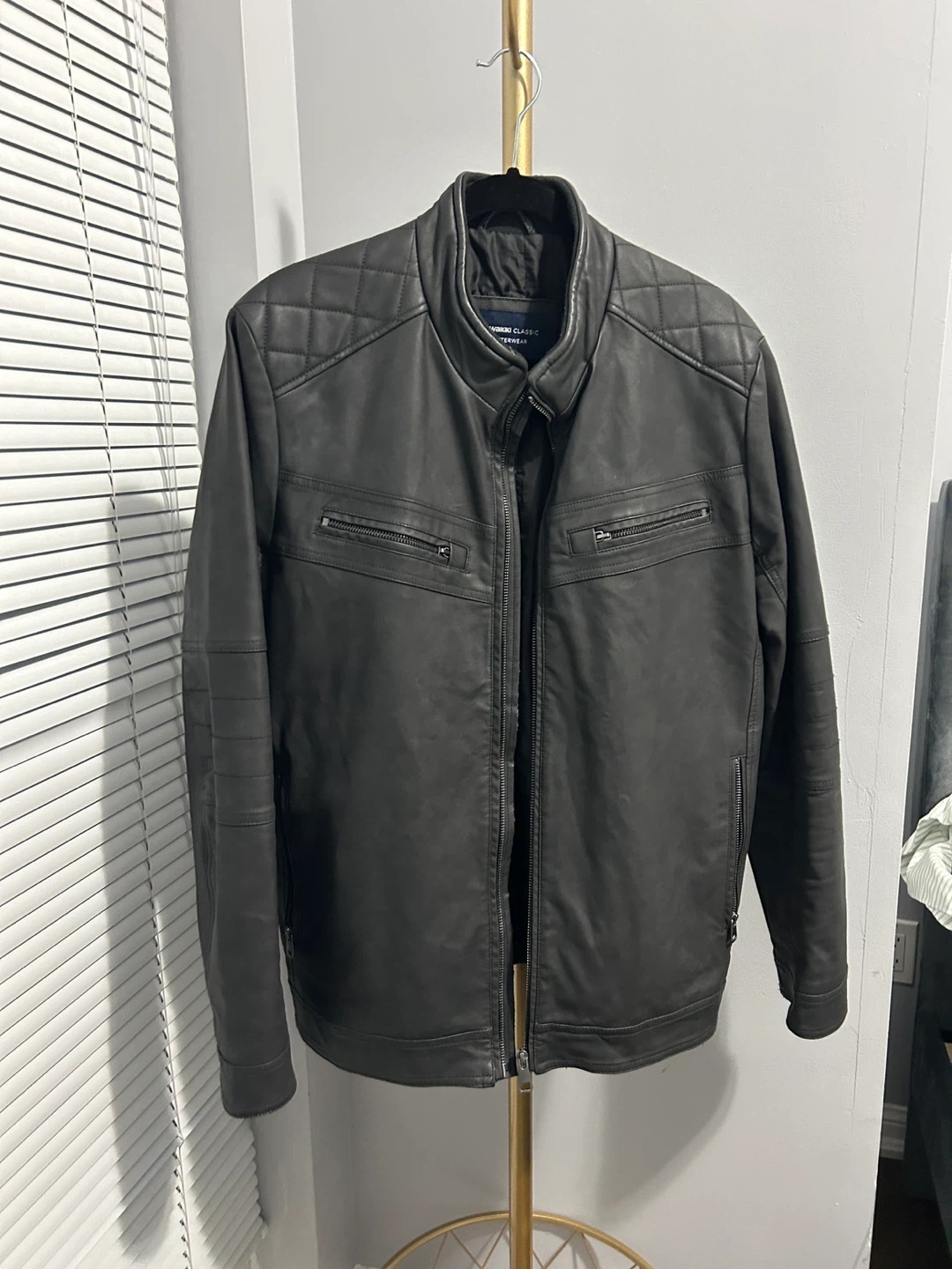 LC Waikiki Classic leather Black Jacket