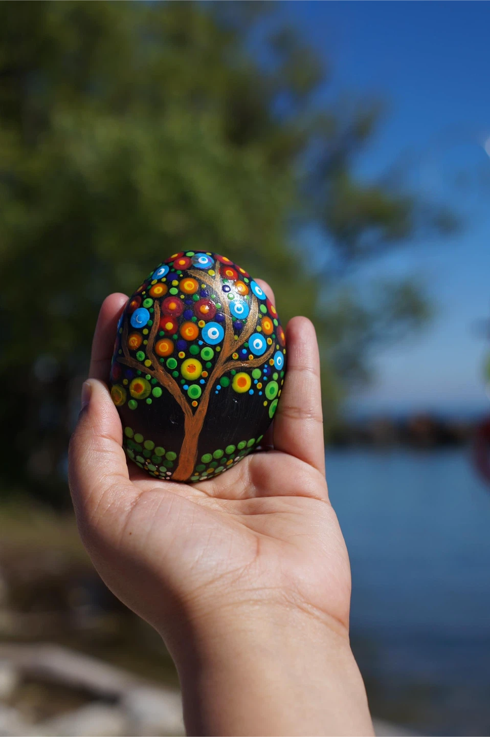 Hand-painted Tree Art Rock - photo 2