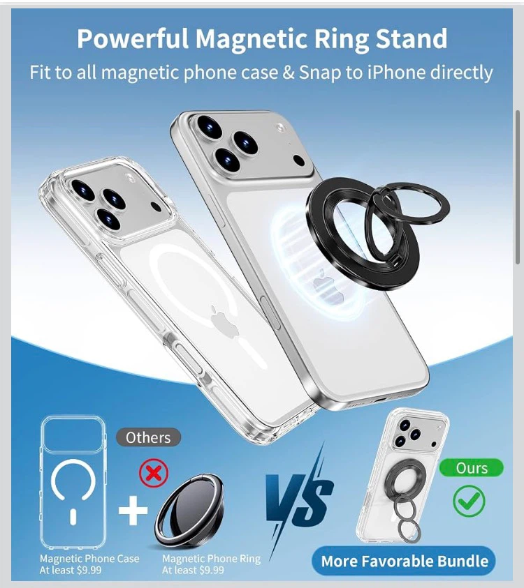 18 pro max Magnetic Clear Case with Detachable Ring Stand - photo 2