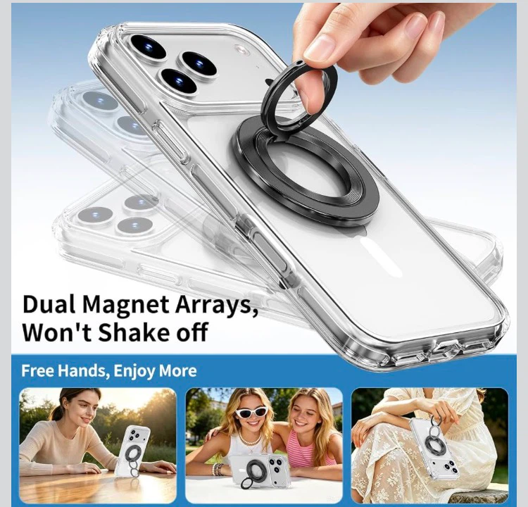 18 pro max Magnetic Clear Case with Detachable Ring Stand - photo 4