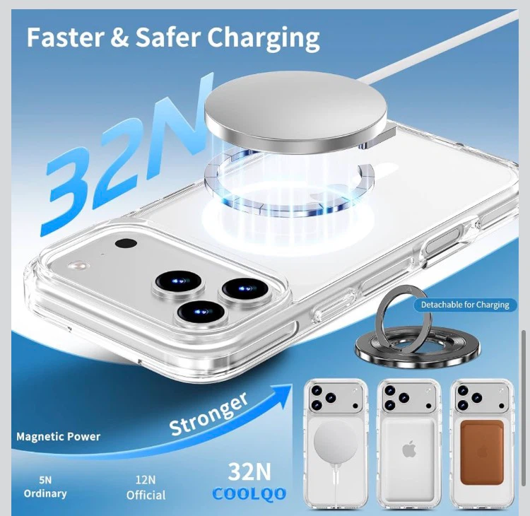 18 pro max Magnetic Clear Case with Detachable Ring Stand - photo 5
