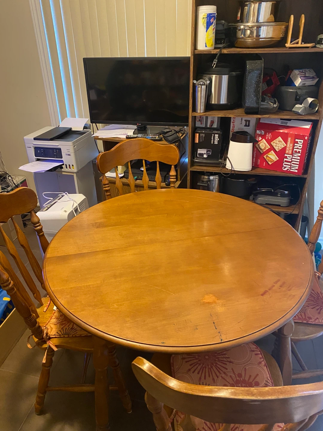 Round Wooden Dining Table with 4 Chairs
