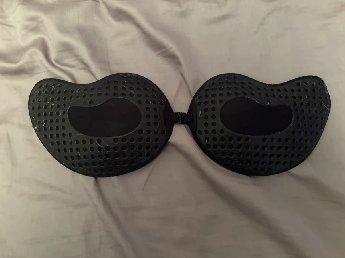 Black adhesive stick-on bra