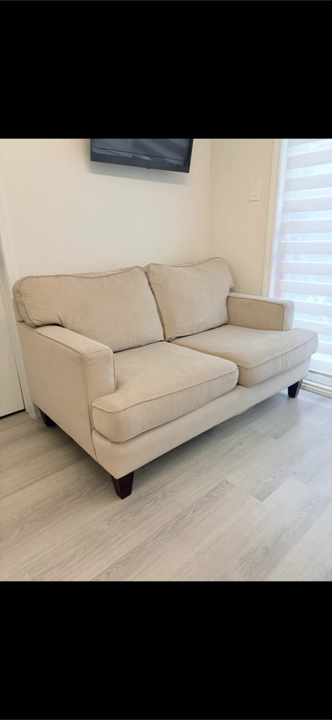 Beige Two-Seater Loveseat