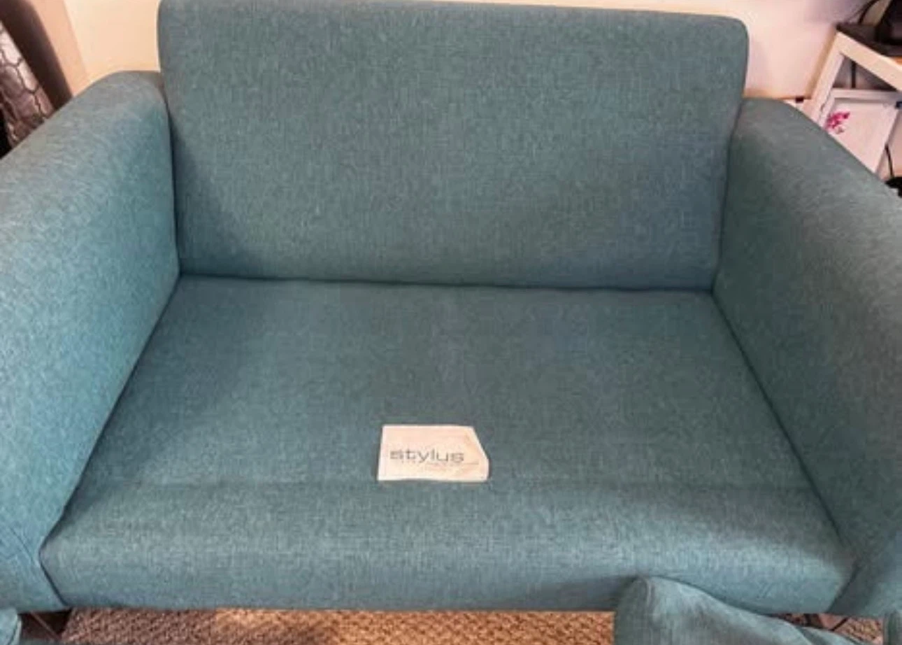Stylus Loveseat - Teal, with Matching Pillows - photo 2